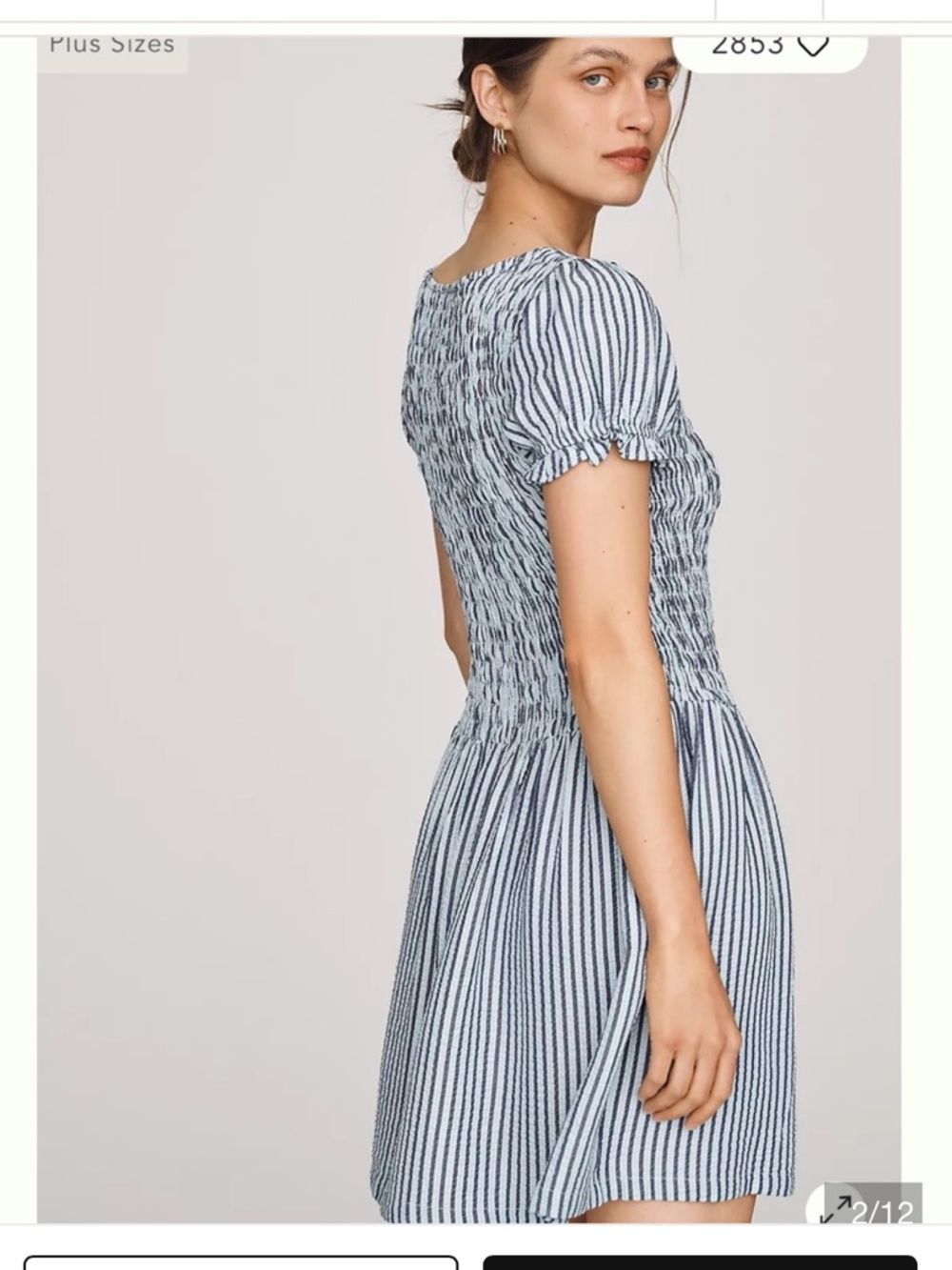 Maeve Anthropologie Margie Smocked Striped Mini Dress Blue White Size Small - Picture 5 of 12